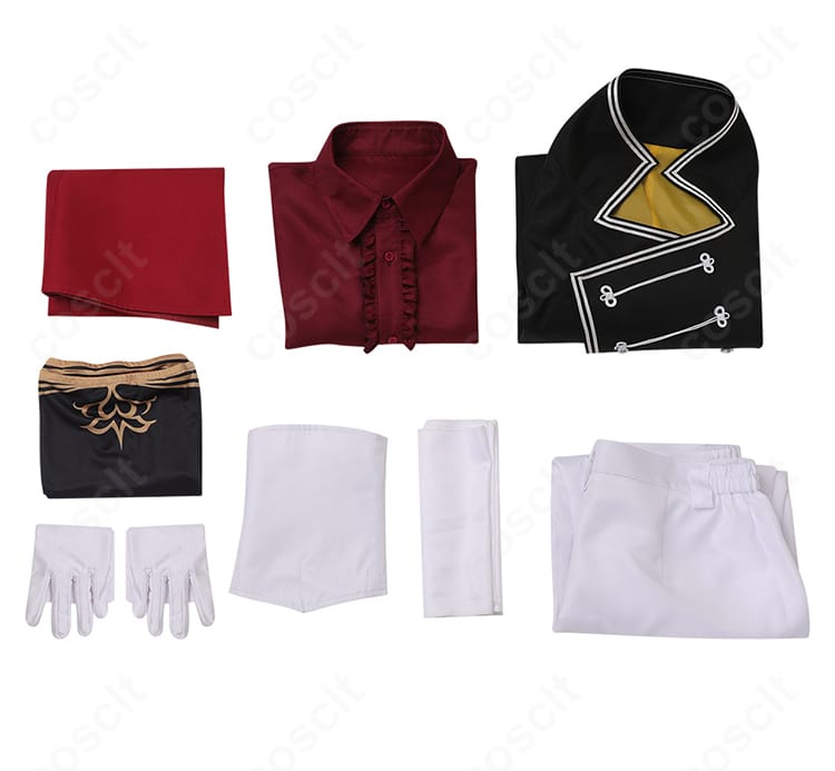 セット内容一覧：コート・シャツ・ズボン・コルセットベルト・手袋・スカーフ・靴下・ショール