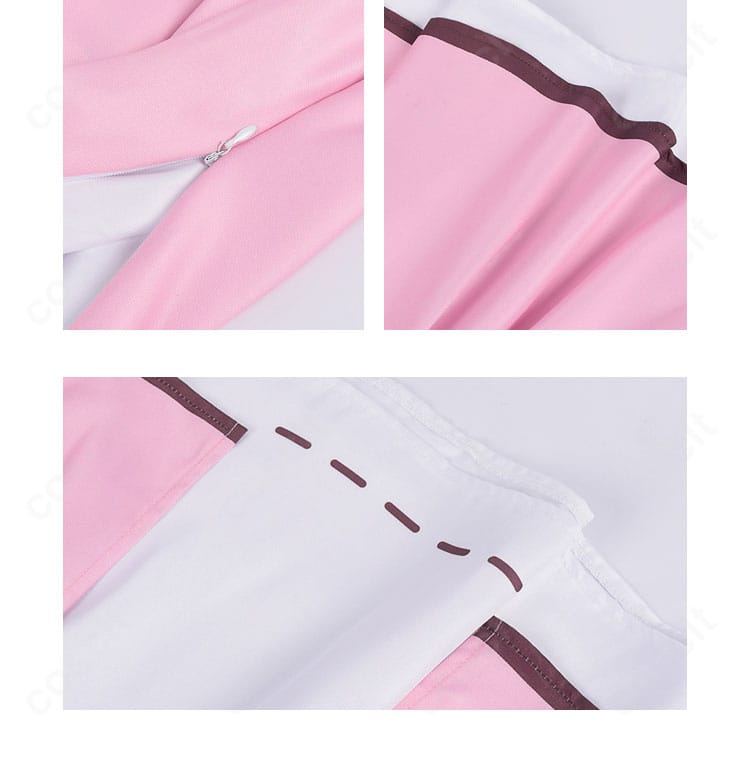 スカート装飾のクローズアップ。華やかなフリルと縫い目の整いが分かるゆんゆん衣装。