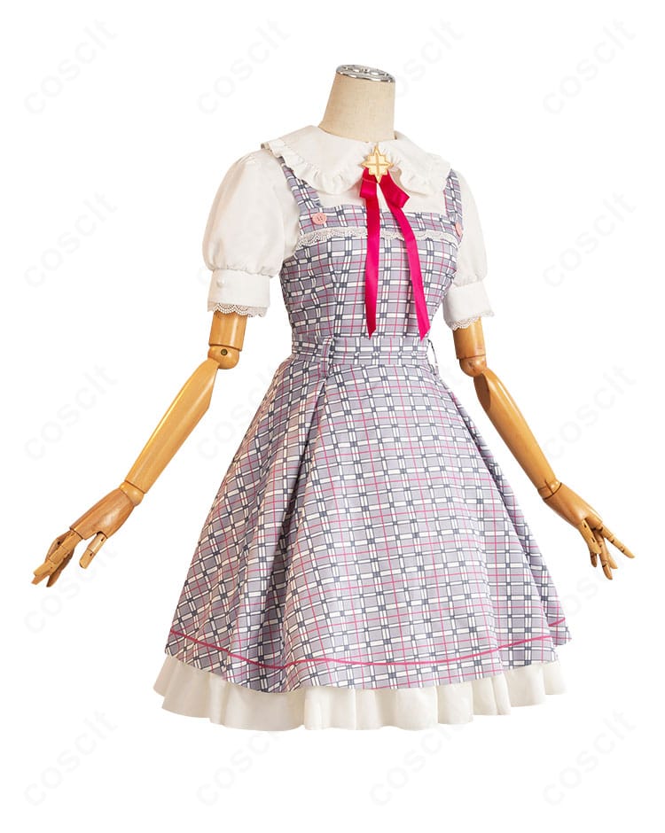 左側面。本庄真奈美/神崎愛実イメージ衣装を側面から撮影。肩紐の角度やスカートのフレア感が見える写真。