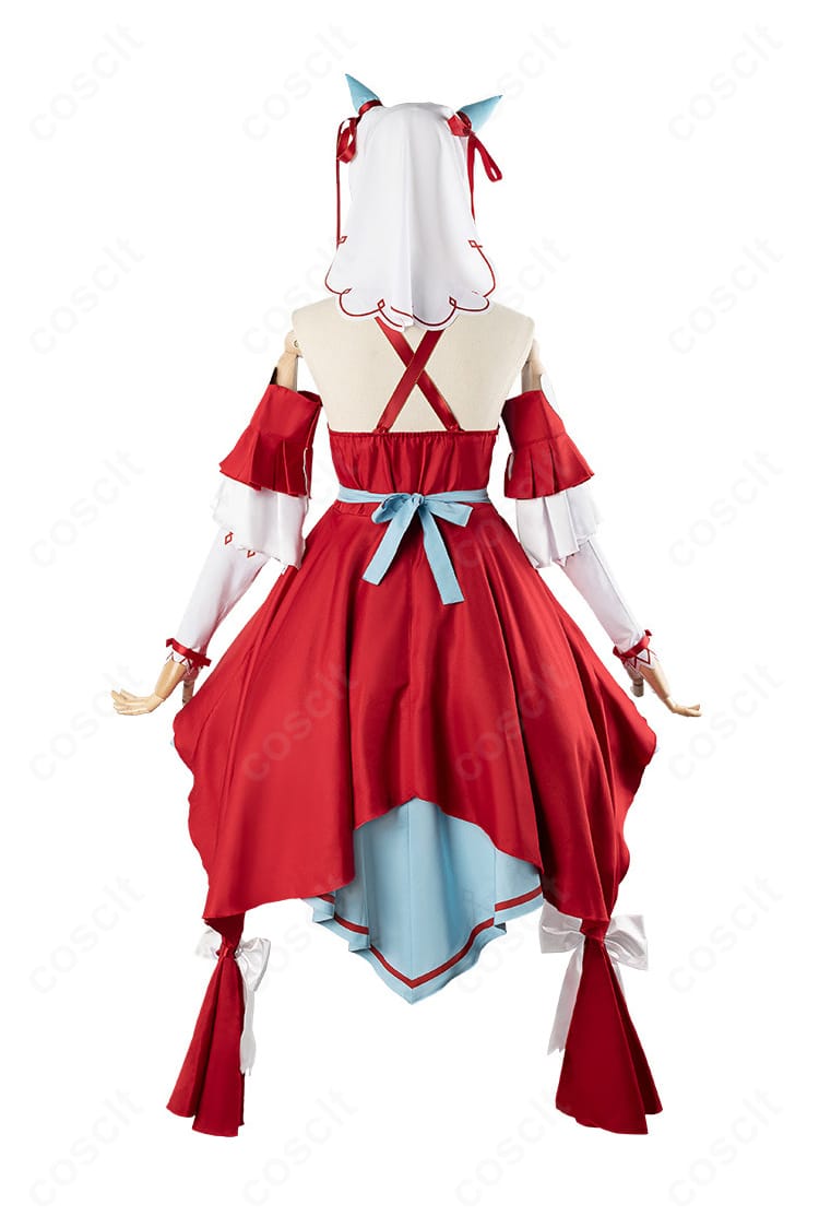 スティルインラブ 勝負服コスプレ衣装の背面。背中の切替え線とファスナー構造、リボン位置を再現。