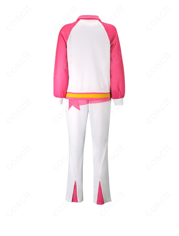 アイカツ! スクールジャージの背面。背中の刺繍とヨークの縫製ラインが分かるディテール画像。