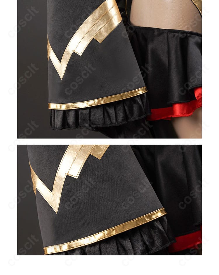 宝鐘マリン 魔法少女ホロウィッチ衣装の袖口装飾アップ。レースと縁取りの仕上げ