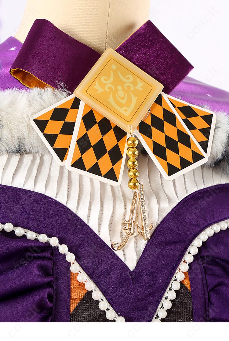 襟元リボン(领结)装飾のアップ。華やかなリボンで可愛らしさを強調。