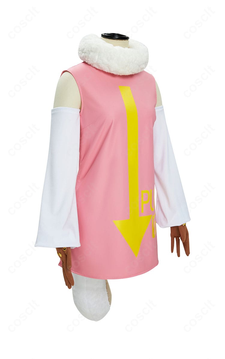 ONE PIECE アトラス PUNK-05 コスプレ衣装の側面。切り替えラインとアームカバーのフィット感を確認できる画像。