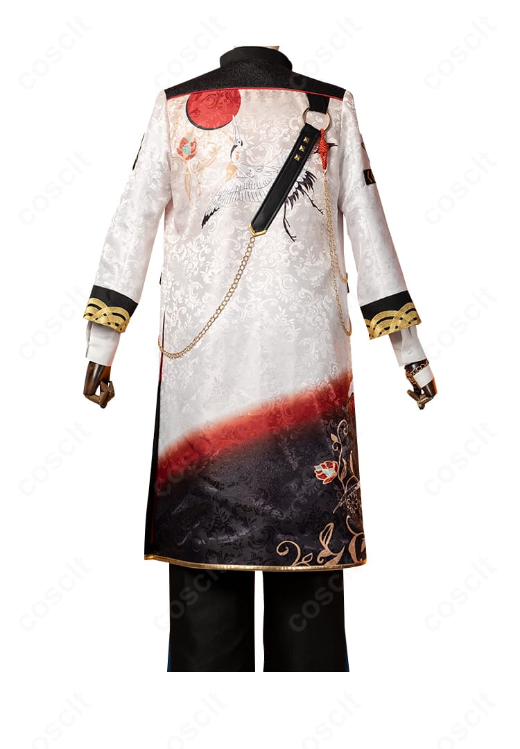 風早巽 宝相華衣装コスプレの背面。背中の装飾配置と裾のシルエット、縫製の丁寧さを示すカット。