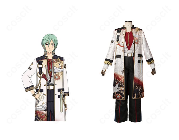 風早巽 宝相華衣装コスプレの正面＆キャラクター比較イメージ。刺繍と配色で巽の荘厳な雰囲気を高再現。