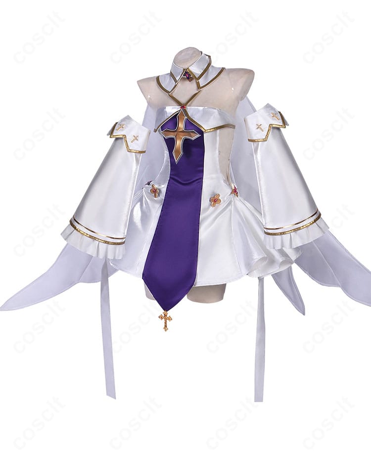 ユニコーン衣装の装飾ディテール。蝶結びとアクセサリーの質感・縫製が分かる接写。