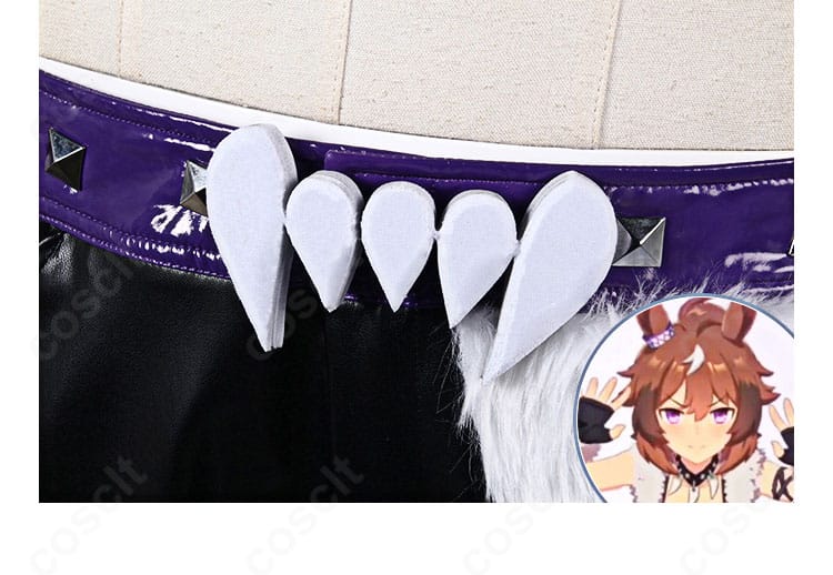 ショートパンツとベルト周りの装飾アップ。腰飾り・太もも飾りとのバランスが確認できるシンコウウインディ衣装。