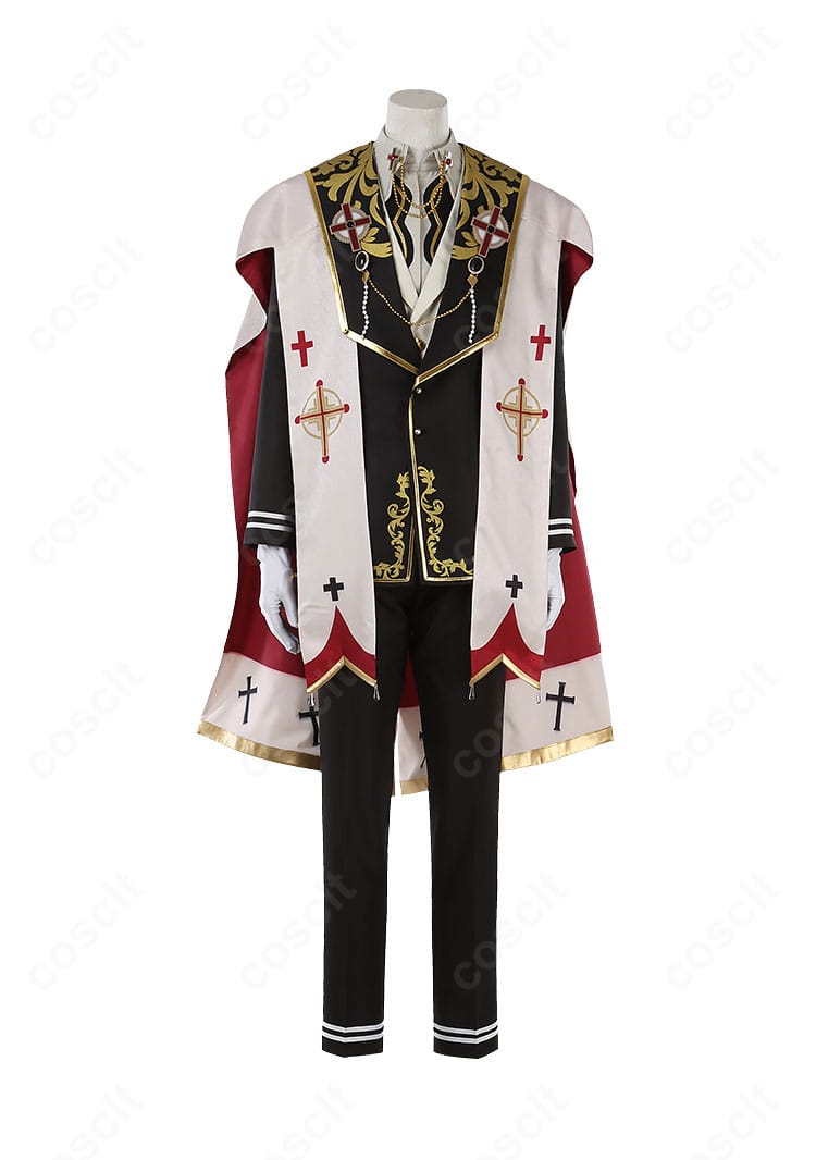 風早巽 ブレッシングブラック衣装の正面全体像。マントとコートの重なり、ボタン位置まで確認可能。