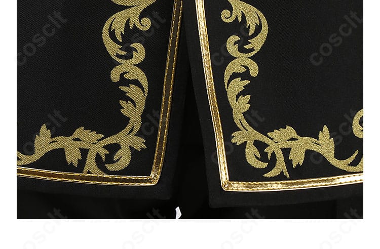 裾(衣摆)周辺の装飾ディテール。動きに合わせて映えるラインを強調。