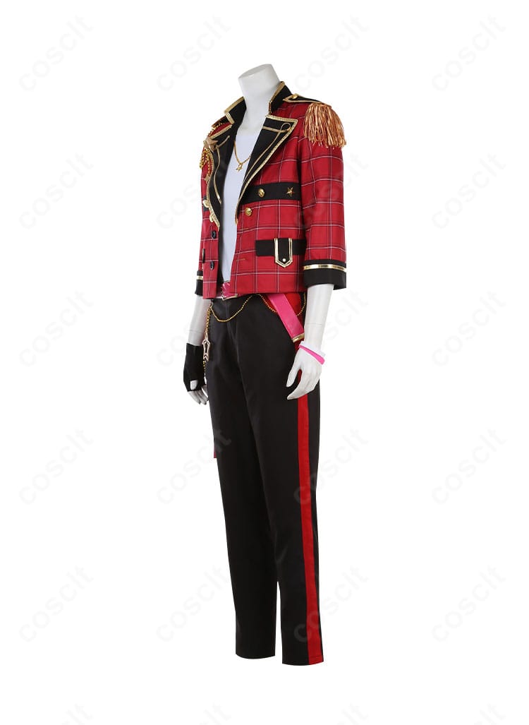 Trickstar衣装を左側から撮影。肩から裾のライン、腰飾りの位置関係などディテールが確認できる。