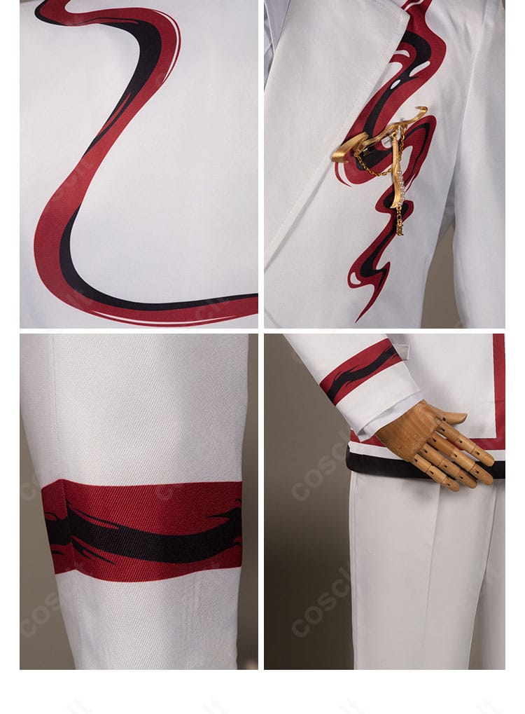 恋と深空 ホムラ(焰)衣装のパターン意匠。配色切替と縁取りのライン設計を示す詳細写真。