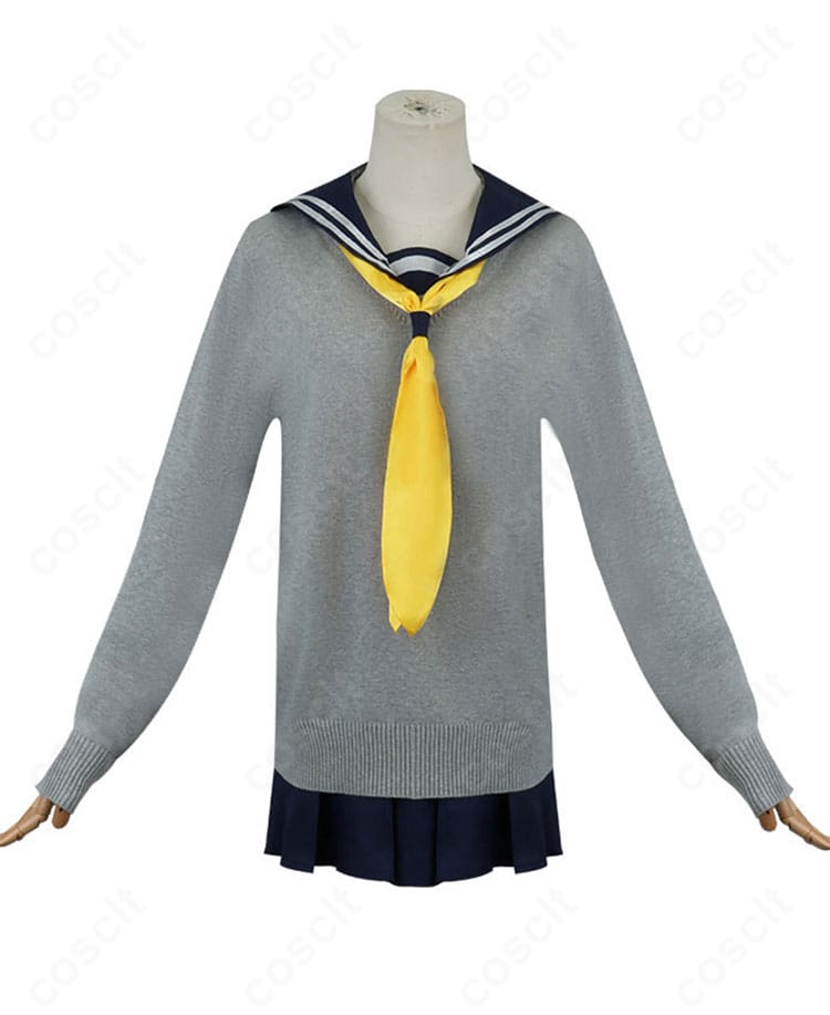 虎視餡子 コスプレ衣装の正面全景。トップス・スカート・セーター・靴下の配色とバランスを忠実に表現。