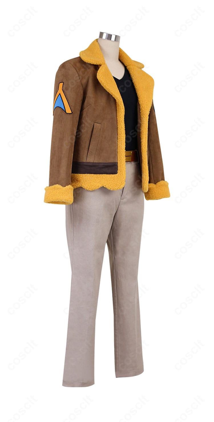 フリード博士コスプレ衣装の右側面。肩章と袖ライン、ベルト位置のバランスが確認できるサイドビュー。