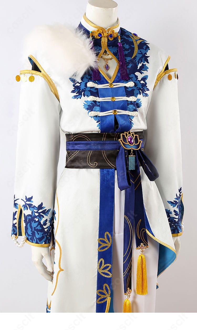 刺繍と装飾パーツのクローズアップ（日々樹 渉 刹那の白衣装）