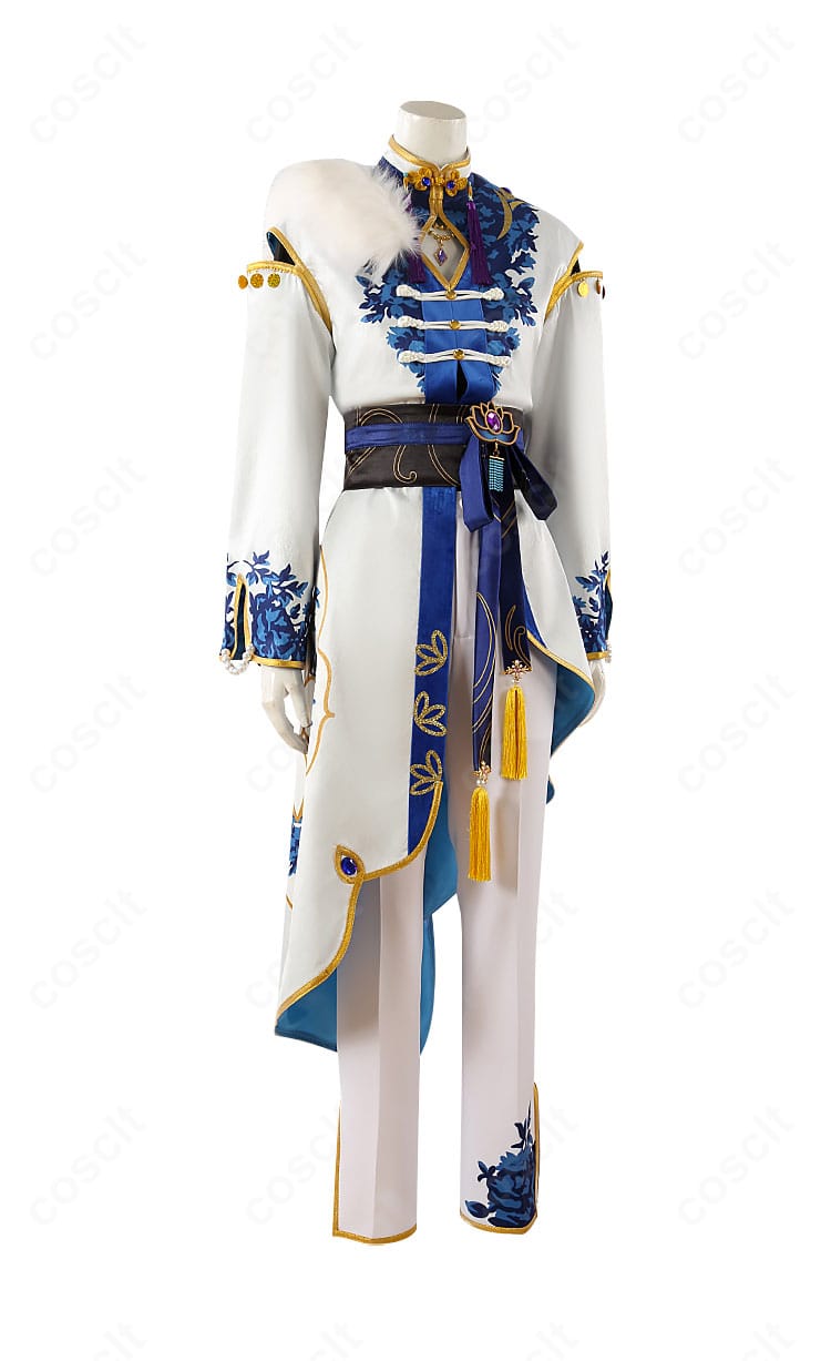 左側面から見た日々樹 渉 刹那の白衣装コスプレ衣装（高精度再現）