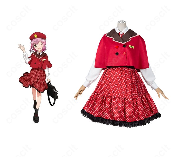 商品正面と日奈森あむの組み合わせ画像。しゅごキャラ! 日奈森あむのクラシカル駅員風コスプレ衣装を全身で確認でき、細部の再現度が伝わる一枚。