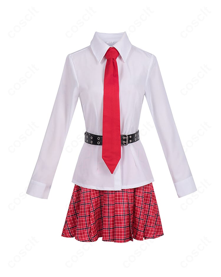 インナー白シャツの正面ディテール。襟元と前立ての仕上がりが見える、しゅごキャラ! 日奈森あむ 制服コスプレのシャツ画像。