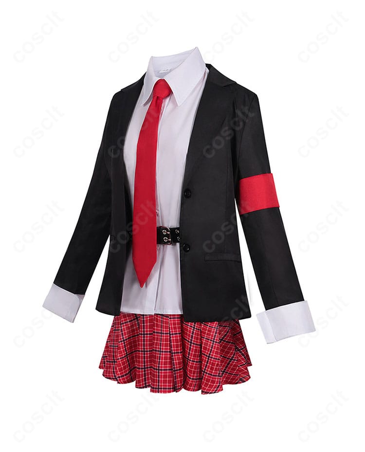 商品の左側面図。日奈森あむ 制服コスプレの横シルエットと丈感、腕章位置の見え方がわかる画像。