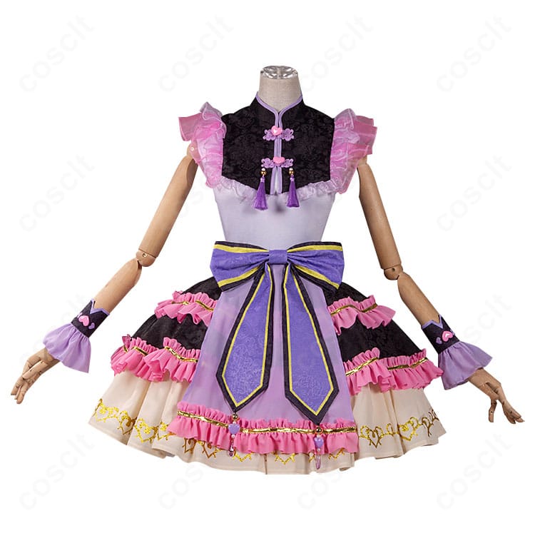 真中らぁら チャイナゴシックコーデ衣装の正面全体像。シルエットとカラーリングを忠実再現。