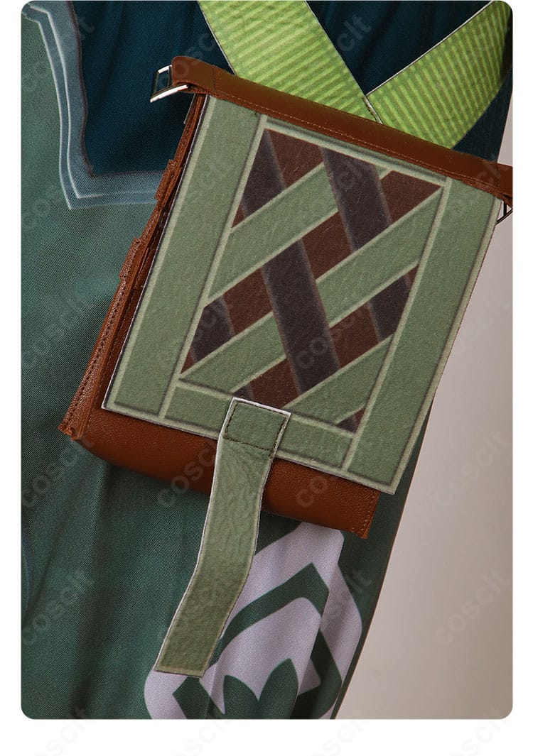 VALORANT スカイ コスプレ衣装の小型ポーチ付き腰飾り。実用的な収納と固定を示す画像