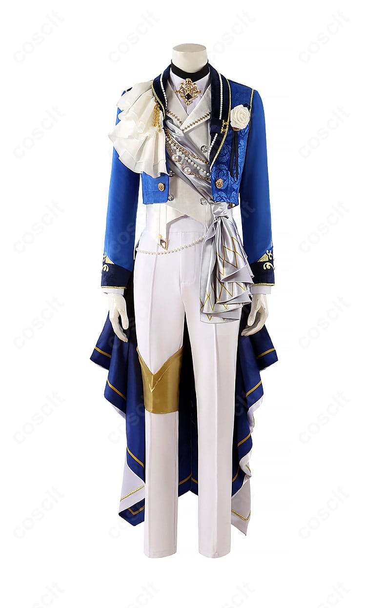 朔間零 瞬ぎと展覧会 コスプレ衣装の正面全体。コートとベスト、シャツのレイヤーが分かる構成と素材感。