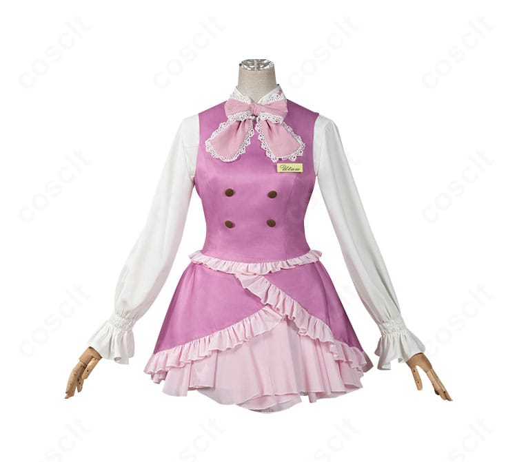 しゅごキャラ! ほしな歌唄 コスプレ衣装の正面全体図。ベストとスカーフ、金属ボタンが映えるクラシカル駅員風デザイン。