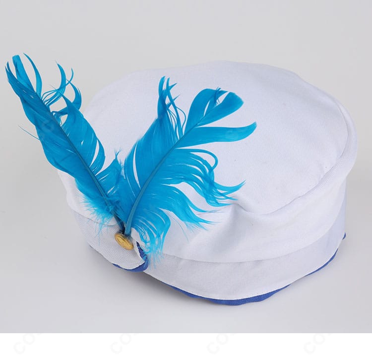 ネモ衣装の帽子ディテール。形状保持の良い芯材と装飾エンブレムを再現。