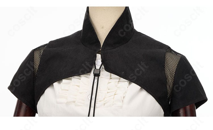 FFXIV ミコッテ アンドロイド旧式軍装:医 衿元ディテール。精密な刺繍と飾りで世界観を表現。