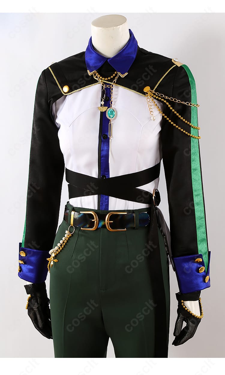 月永レオ『TRIP』衣装の装飾ディテール。ネックレスと刺繍装飾、手袋の質感をクローズアップ