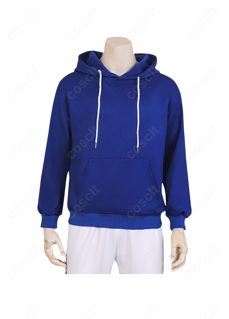 インナーのスウェットシャツディテール。首元リブとプリントでキャラクター性を強調。