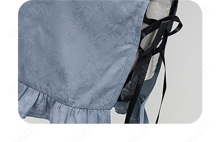 ジュビア・ロクサー コスプレ衣装のスカート装飾。裾の意匠と配色トリムの近接写真