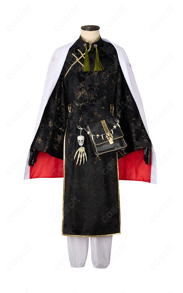 テスカトリポカ コスプレ衣装の正面全身図。ロングコートと上着・ズボンのバランスが分かる高再現ショット。