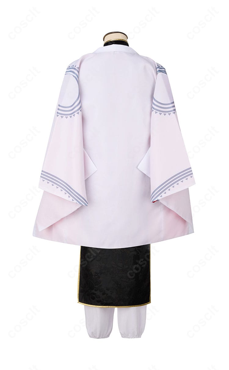 テスカトリポカ衣装の背面図。背中の切り替え線、裾のライン、背面装飾の配置が分かる画像。