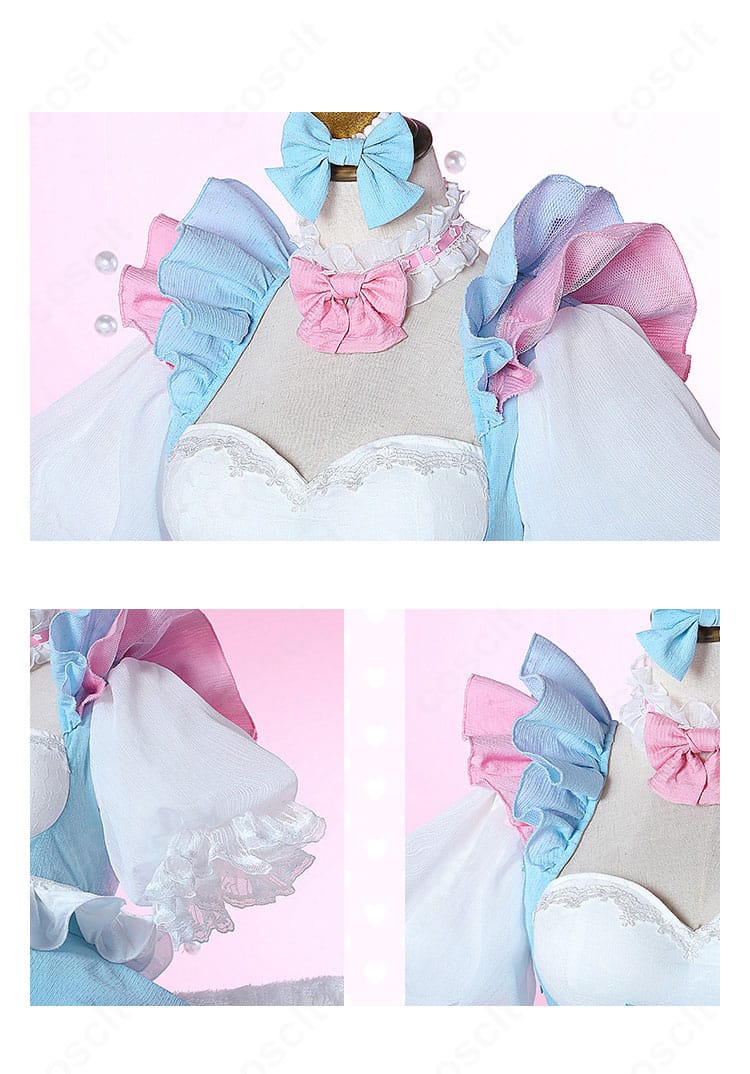 襟元と肩袖の刺繍・レース装飾ディテール。繊細な縫製と素材感のクローズアップ