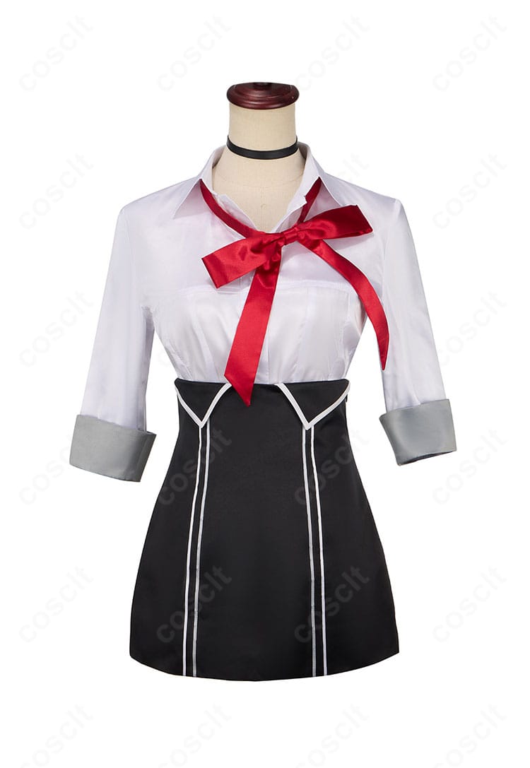 ブルーアーカイブ 夜桜キララ コスプレ衣装の正面全体。シャツとスカートのシルエット、リボン配置が分かる画像