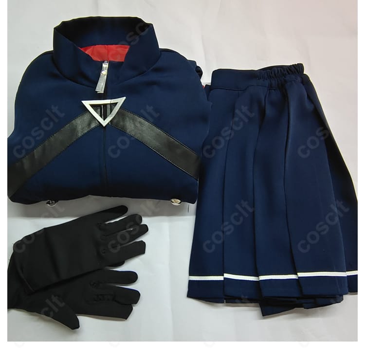 小鳥遊ホシノ 制服コスプレのセット内容。上着・スカート・手袋の3点でコーデが完成。