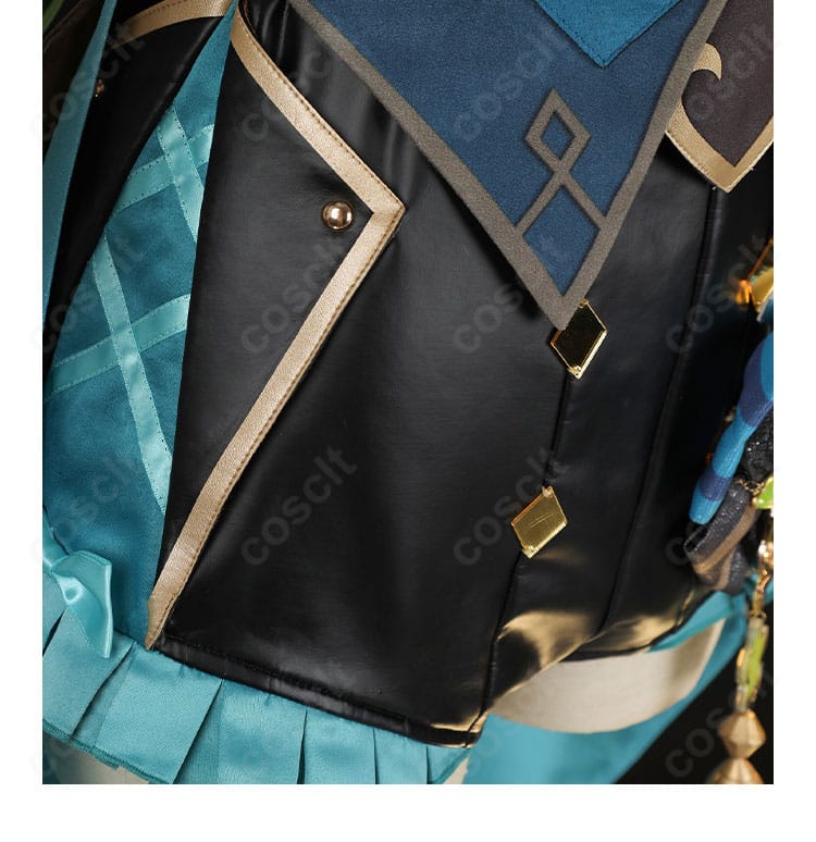 パンツ部の装飾ディテール。ステッチと意匠ラインを強調した画像