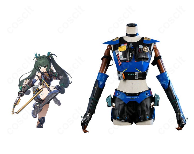 正面からの衣装全景と青衣（チンイー）公式ビジュアルの比較イメージ。配色とアクセサリー位置の再現度が分かる構成。