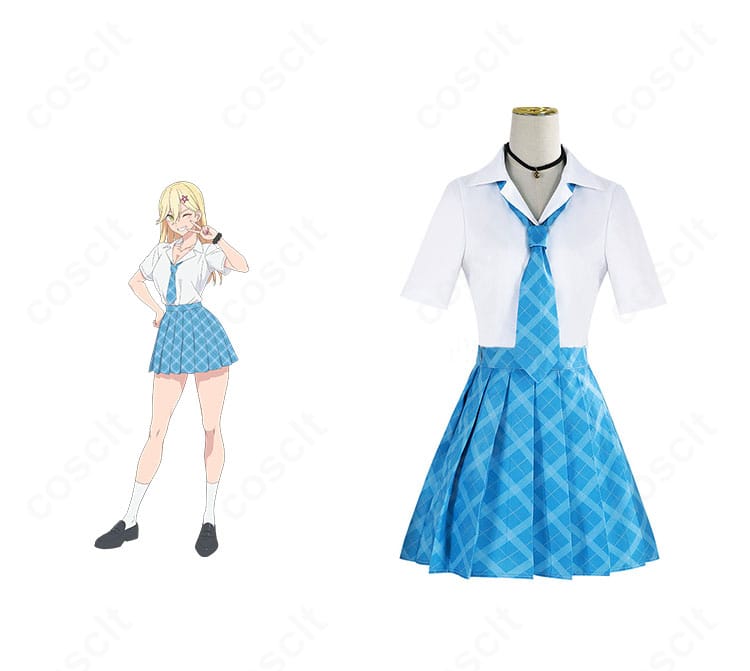 喜咲アリアの制服コスプレ一式の正面カット。2.5次元の誘惑の雰囲気を忠実に表現した清楚なデザイン。