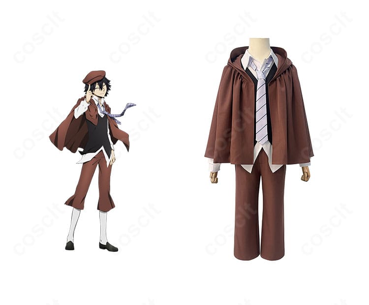 江戸川乱歩のフルコーデ一式。マント・帽子を含む探偵風スーツを高再現でスタイリングした全身イメージ。