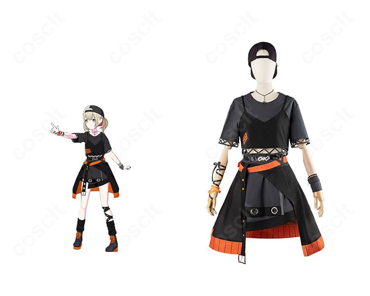 プロセカ 小豆沢こはね『眠ってしまわないように』衣装の正面全体と公式風イラスト比較。配色とシルエットの再現度がわかる画像