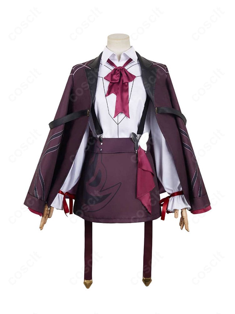 崩壊:スターレイル カフカ ちびネコ コスプレ衣装の正面ディテール。コート前立てと襟、胸元の仕立てを鮮明に表示。