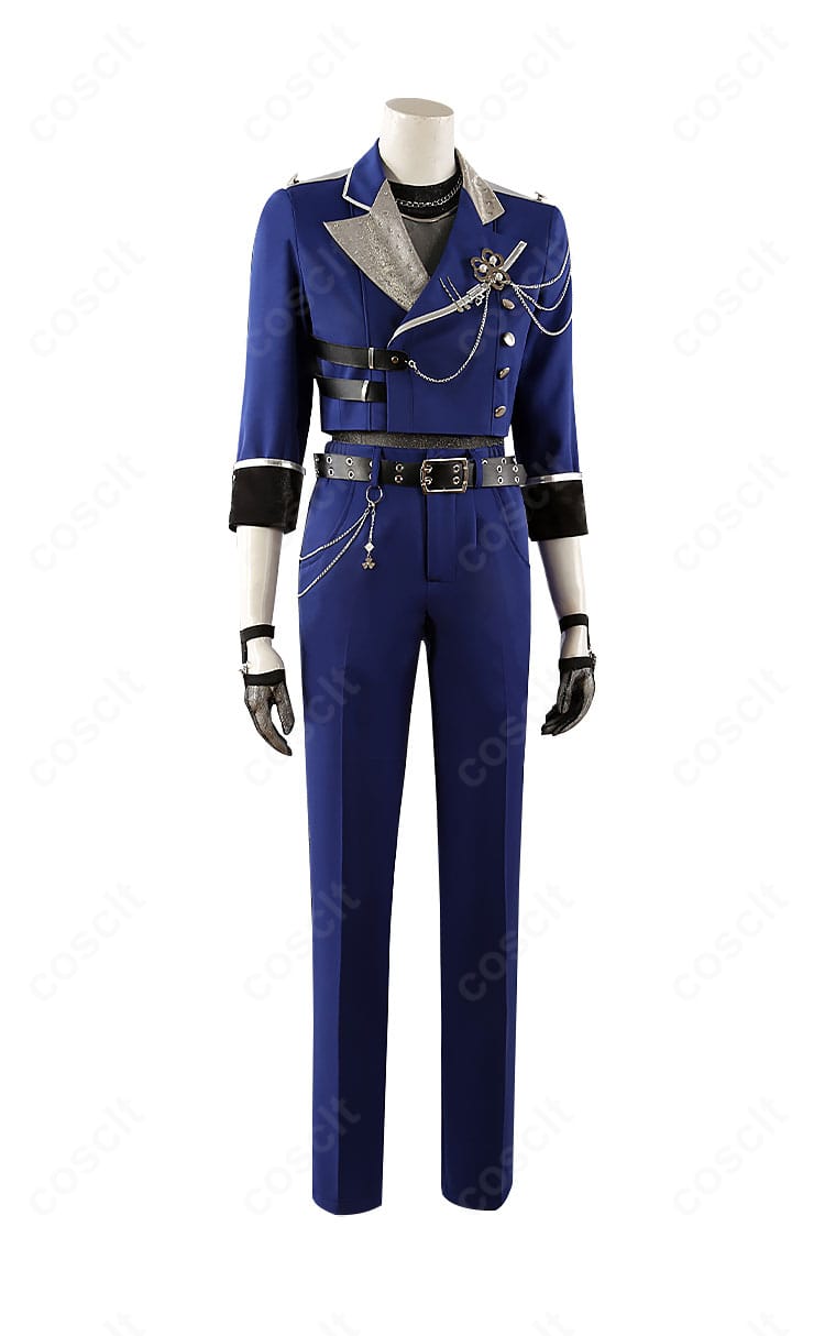 KAITOコスプレ衣装の側面。肩から裾にかけてのハリ感あるラインと、スリムなシルエットの美しさを強調