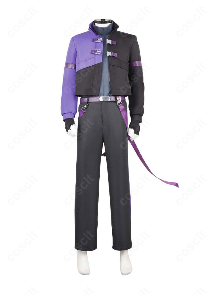 怪獣8号 保科宗四郎 コスプレ衣装の正面全体。ロングコートとインナーの直線的なラインを忠実に再現したサイバーパンク風デザイン。