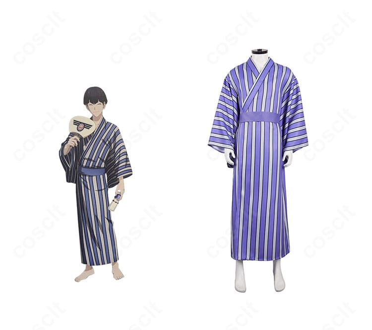怪獣8号 保科宗四郎の浴衣コスプレ衣装一式。和風の落ち着いた配色と端正なシルエットを確認できる全体カット。