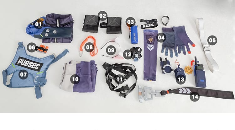 セス・ローウェル衣装 セット内容一覧。トップス・ズボン・飾り類・ベルトなど同梱パーツを一望。