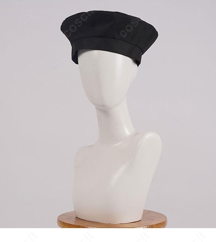 ラオーラ・パンテーラ衣装の帽子ディテール。クラウン形状と縁飾り、モチーフ位置を表示。