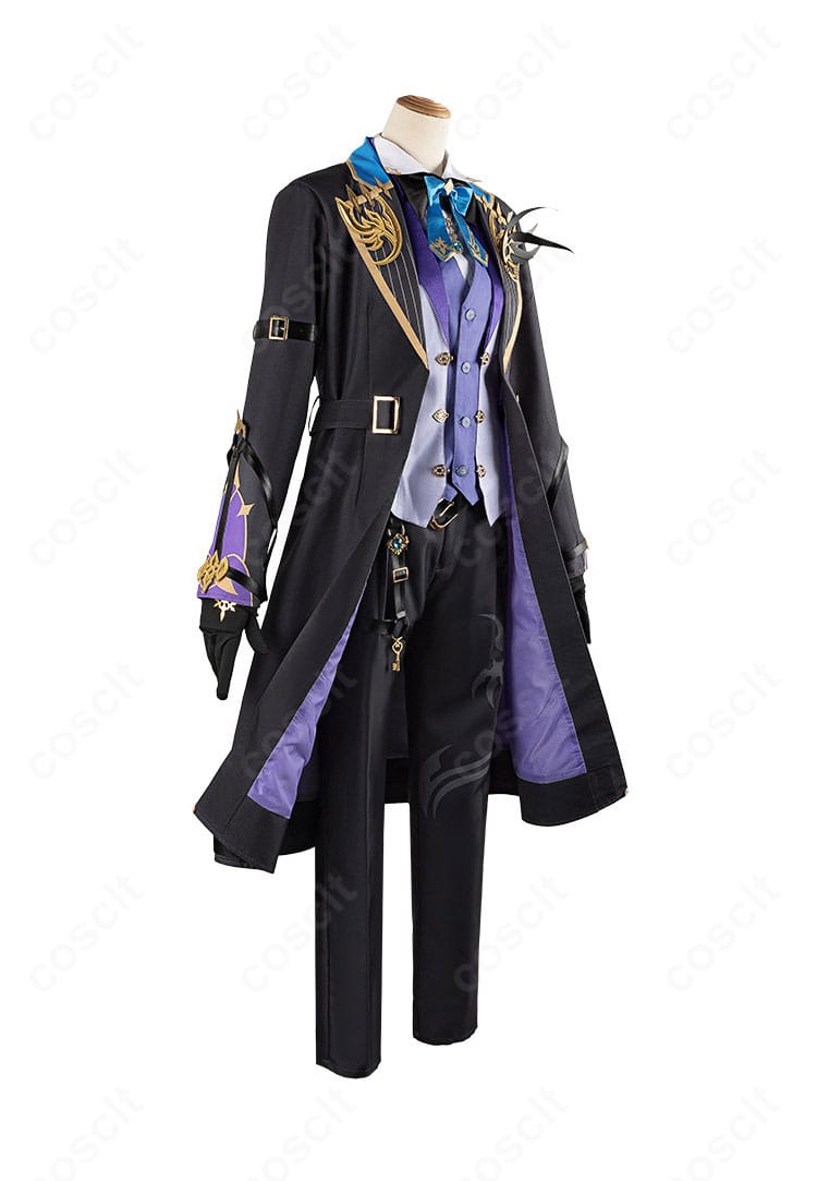 にじさんじ 榊ネス コスプレ衣装の右側面。袖ラインとベルト配置、シルエットの立ち上がりを示す角度。