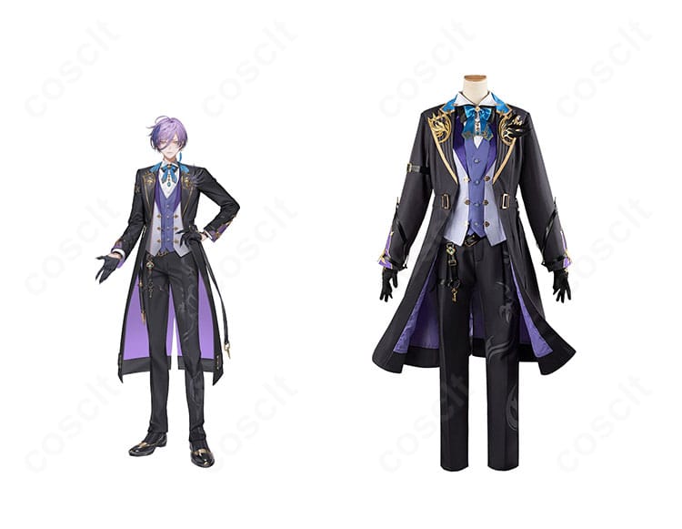 にじさんじ 榊ネスのコスプレ衣装・正面とキャラクター比較。コートと装飾の再現ディテールを確認できる合成イメージ。